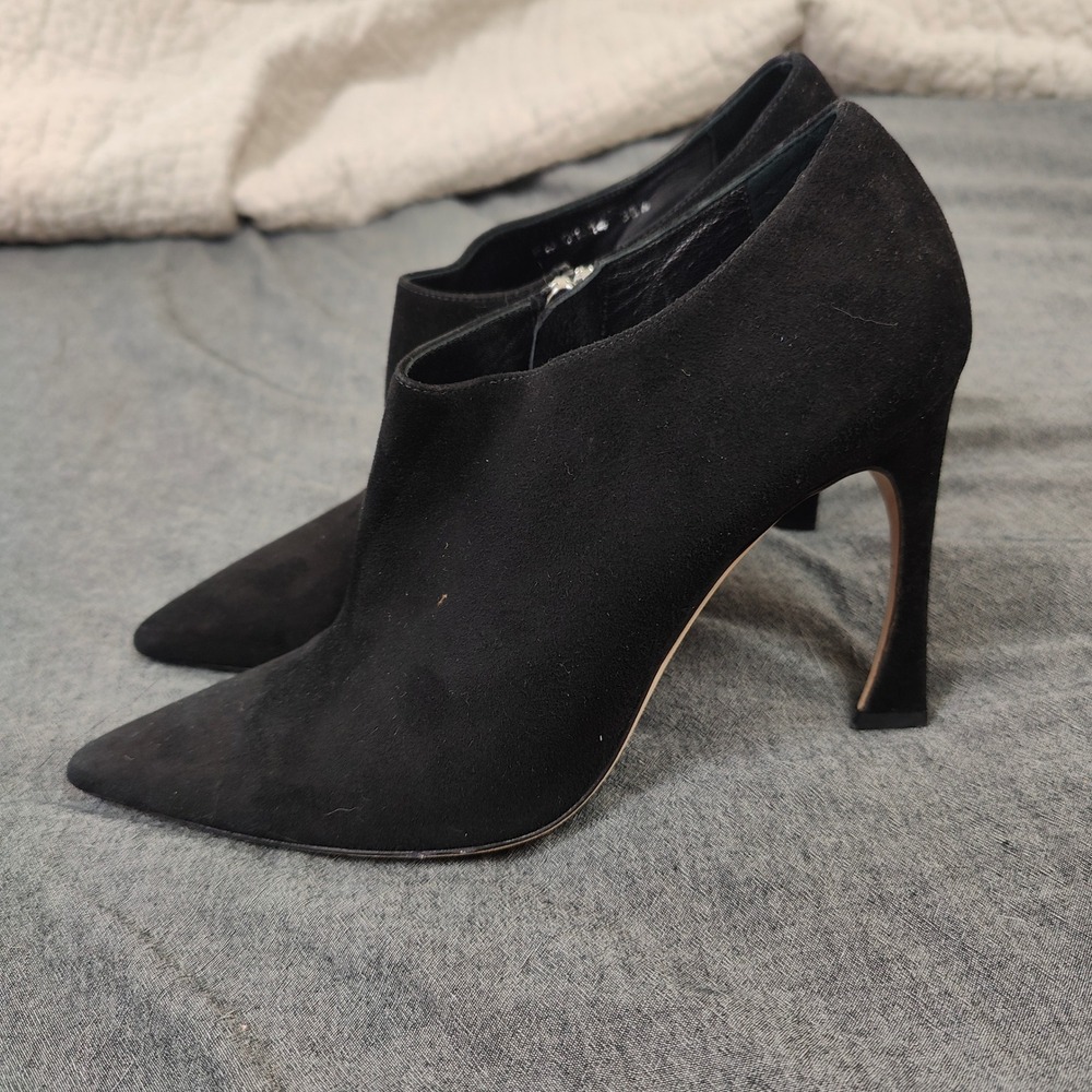 Christian Dior Boots Womens 38.5 Black Suede Pointed Toe‎ Stiletto Ankle Booties - Picture 6 of 13